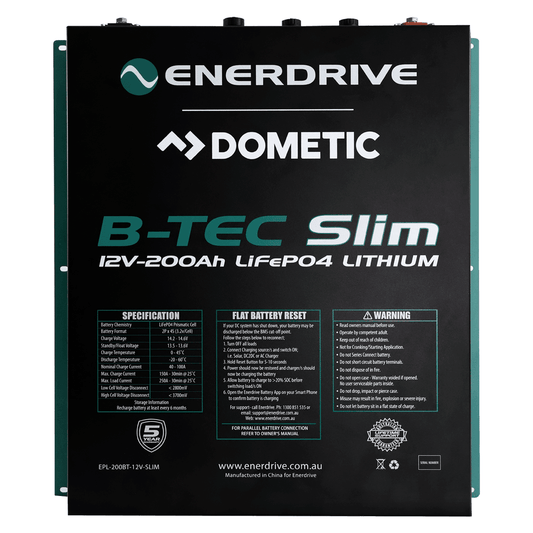 Enerdrive B-Tec 200 amp 12v LiFePO4 (Lithium) Slim Metal Case