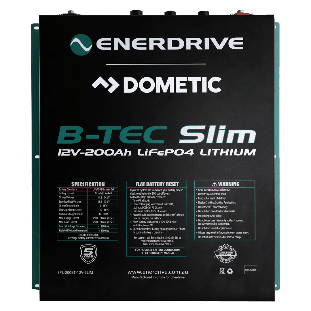 Enerdrive B-Tec 200 amp 12v LiFePO4 (Lithium) Slim Metal Case